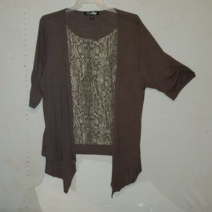 Lena Brown Cardigan w/attached Tank 22/24